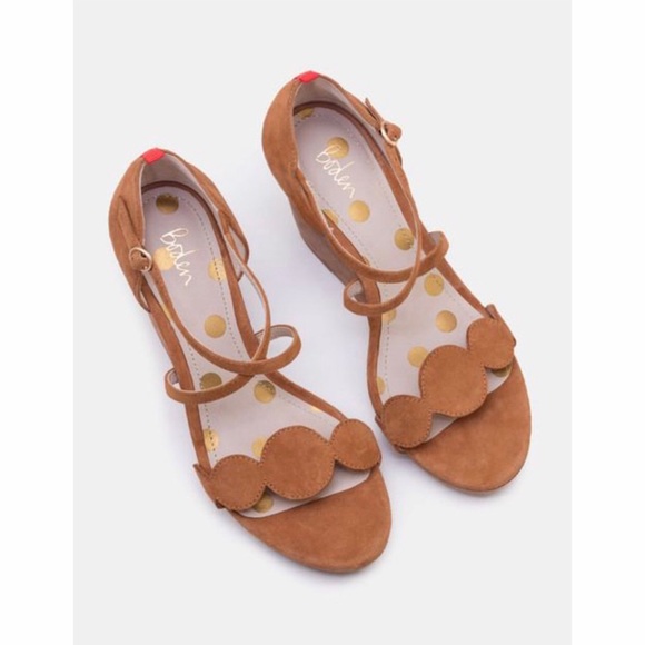 Boden Bethany Tan Suede Wedge Sandals